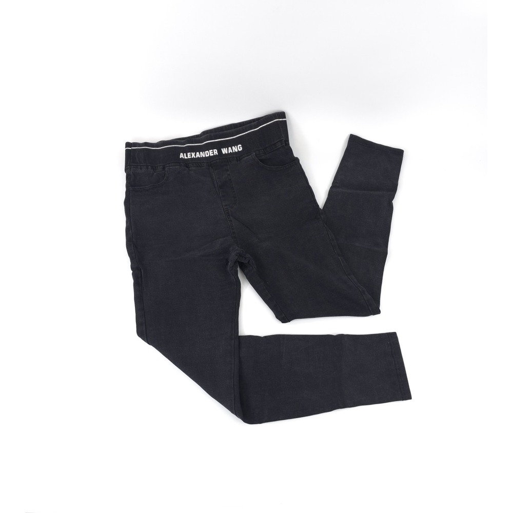 Black Alexander Wang skinny pull-on jeans logo waistband Size 4L- Small PLS Read